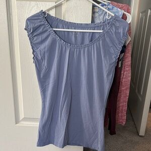 LOFT Light blue Ruffled Sleeve top